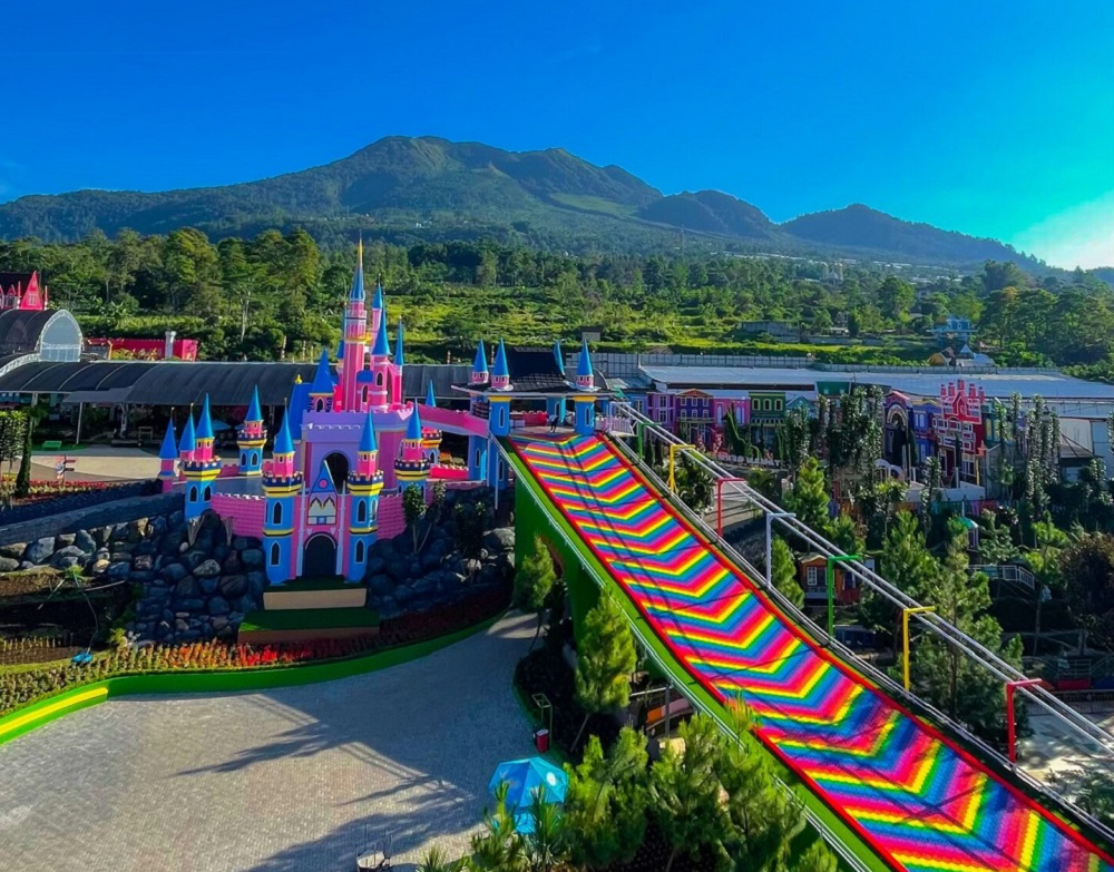 Taman Bunga Celosia di Jalan Candi Gedong Songo, Kecamatan Bandungan, Kabupaten Semarang.