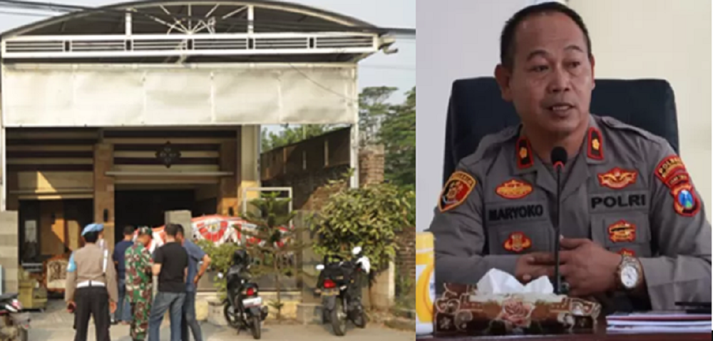 Rumah duka almarhum Kompol Maryoko di Desa Mlaten, Kecamatan Puri, Kabupaten Mojokerto. (kanan) Kompol Maryoko