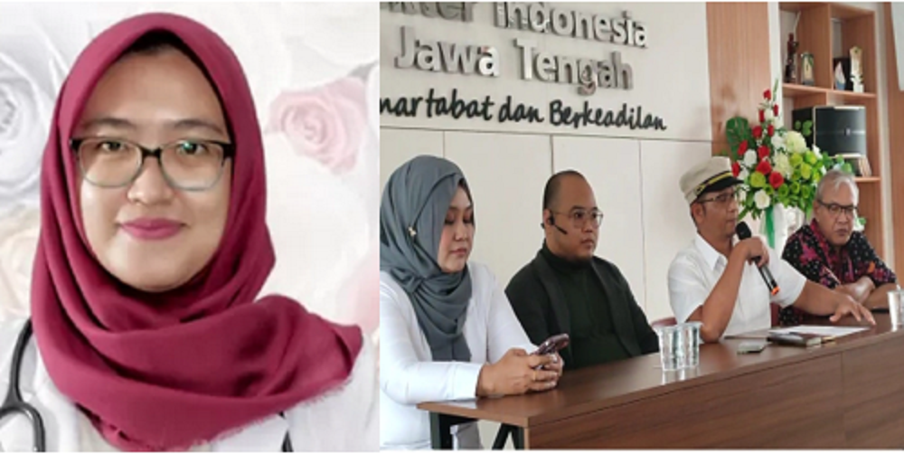 IDI Jateng memberikan keterangan pers terkait meninggalnya mahasiswa PPDS Undip diduga bunuh diri, Kamis (15/8/2024). (kiri) Almarhumah dr Aulia Risma Lestari.