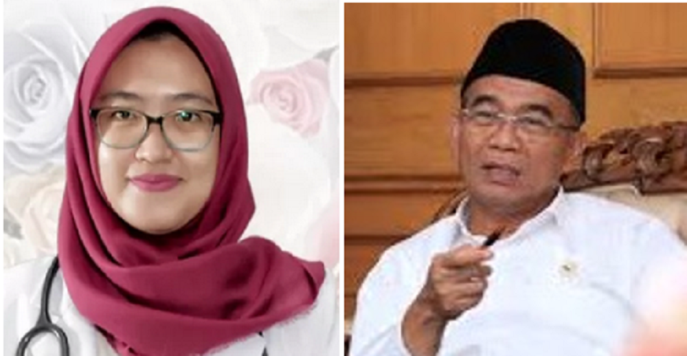 Menteri Koordinator Bidang Pembangunan Manusia dan Kebudayaan (Menko PMK) Muhadjir Effendy (kanan) dan almarhumah dr Aulia Risma Lestari