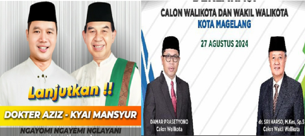 Dua paslon yang sudah dipastikan maju dalam Pilkada Kota Magelang Damar Prasetyono dan Sri Harso, serta paslon petahana  dr Muchamad Nur Aziz dan KH M mansyur.