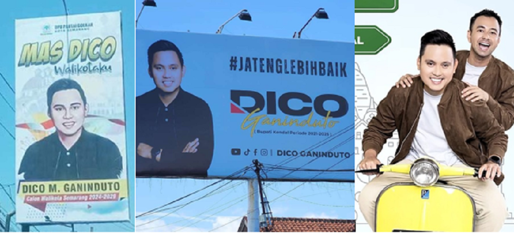 Baliho Bupati Kendal Dico M Ganinduto saat mencalon diri dalam Pilgub Jateng dan Pilwalkot Semarang 2024.