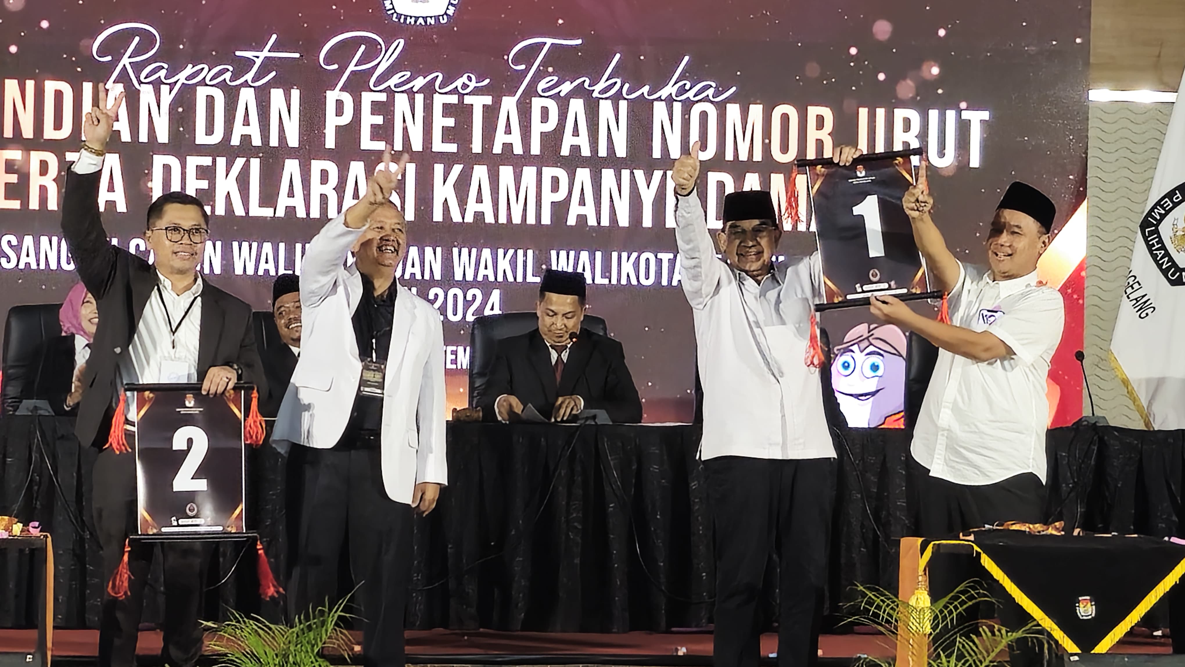 Pengundian Nomor Urut Pilwalkot Magelang: dr Muchamad Nur Aziz-Kiai M Mansyur Nomor 1, Damar Prasetyono-dr Sri Harso Nomor 2
