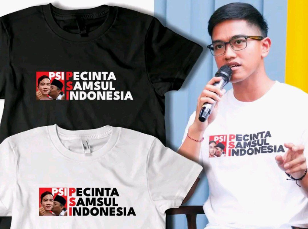 Kaesang dengan kaos PSI (Pecinta Samsul Indonesia).