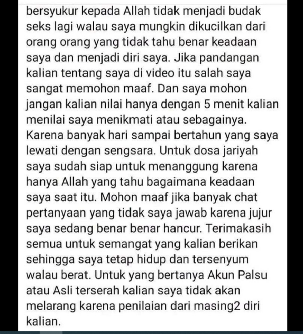 Halaman ketiga yang diduga postingan korban PPT, 17, di media sosialnya, Facebook, Senin (30/9/2024)