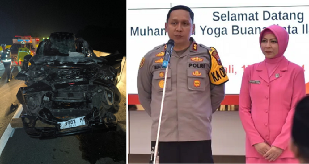 Kapolres Boyolali AKBP Muhammad Yoga Buana Dipta Ilafi dan istri. Dia selamat dalam kecelakaan lalu lintas di Tol Batang-Semarang KM 346+800, Selasa (1/10/2024) pukul 01.25.