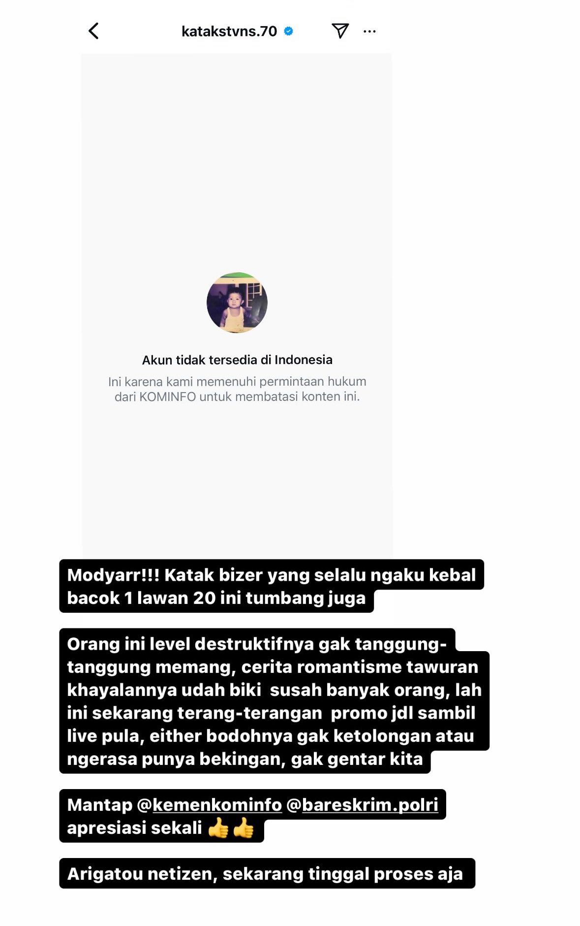 Postingan Ferry Irwandi di Instagram