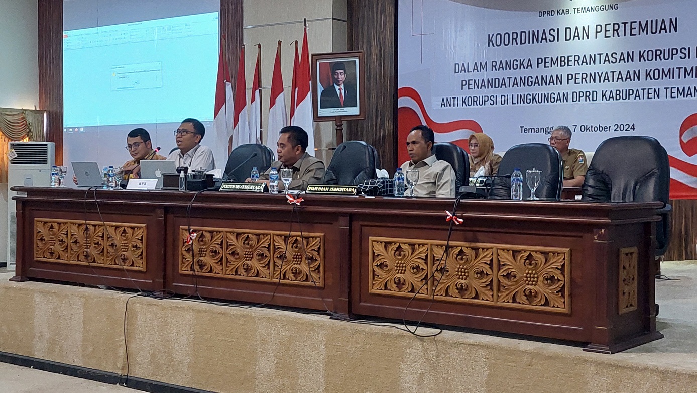 Rapat koordinasi pemberantasan korupsi di lingkungan DPRD Kabupaten Temanggung, Senin (7/10/2024).