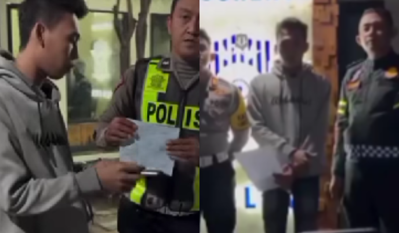 Momen pengendara yang memaki polisi di Mojokerjo di ringkus
