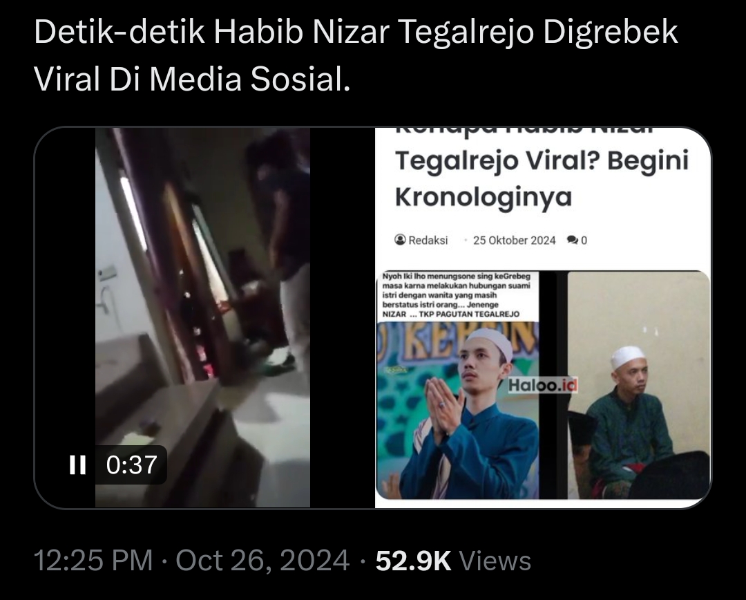 Viral detik-detik penggerebekan yang diposting platform X @b3doel