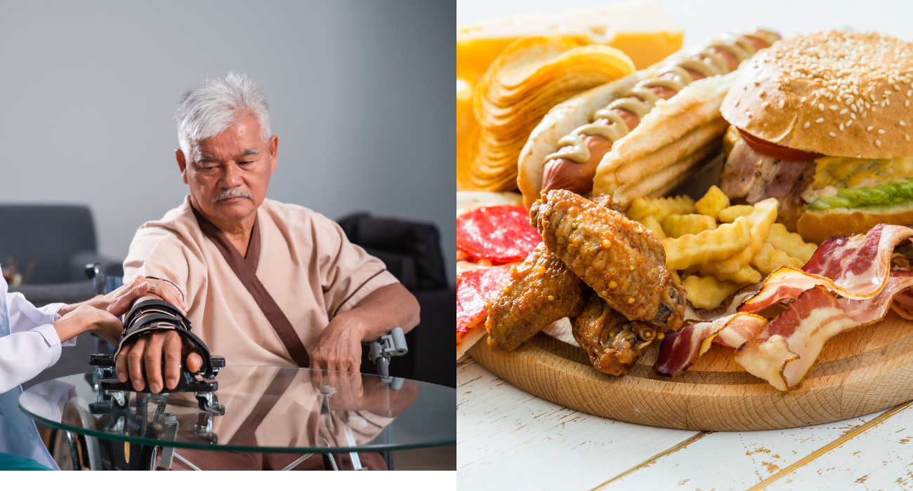 Orang dengan penderita stroke dan foto junkfood