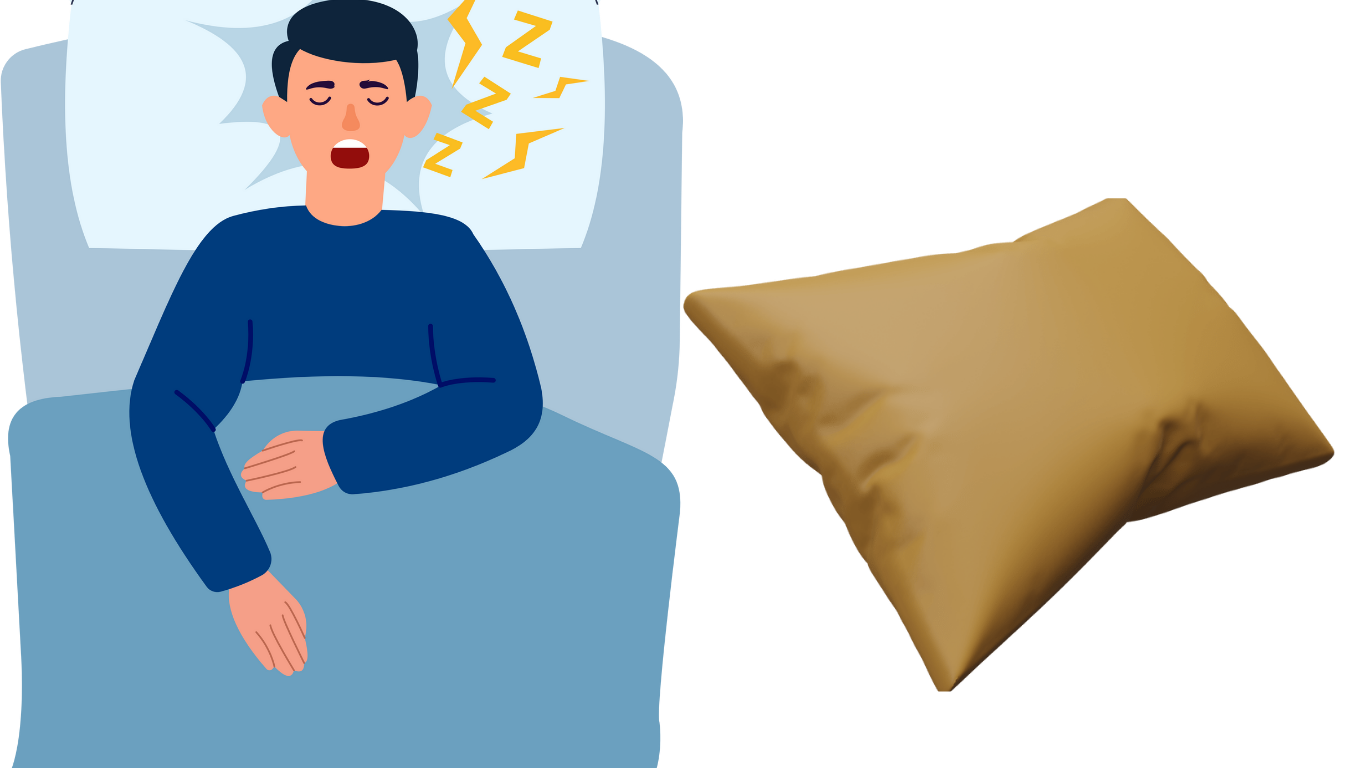 Ilustrasi orang yang sedang tidur menggunakan bantal.