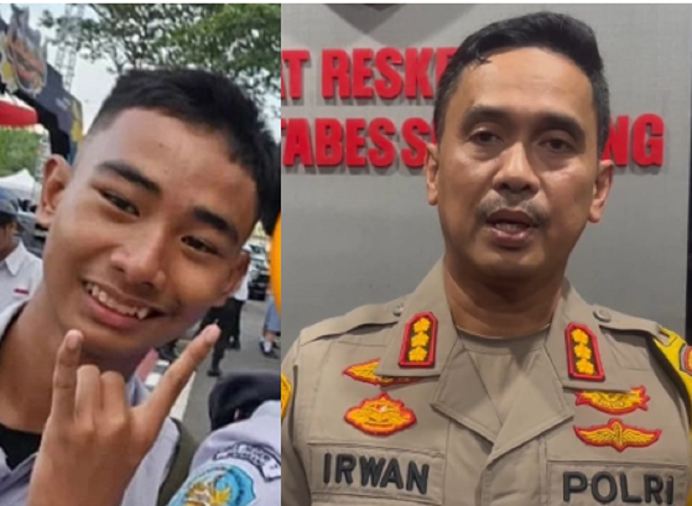 Korban Gamma Rizkynata Oktafandy (kiri) dan  Kapolrestabes Semarang Kombes Pol Irwan Anwar memberikan keterangan, Senin (25/11/2024)