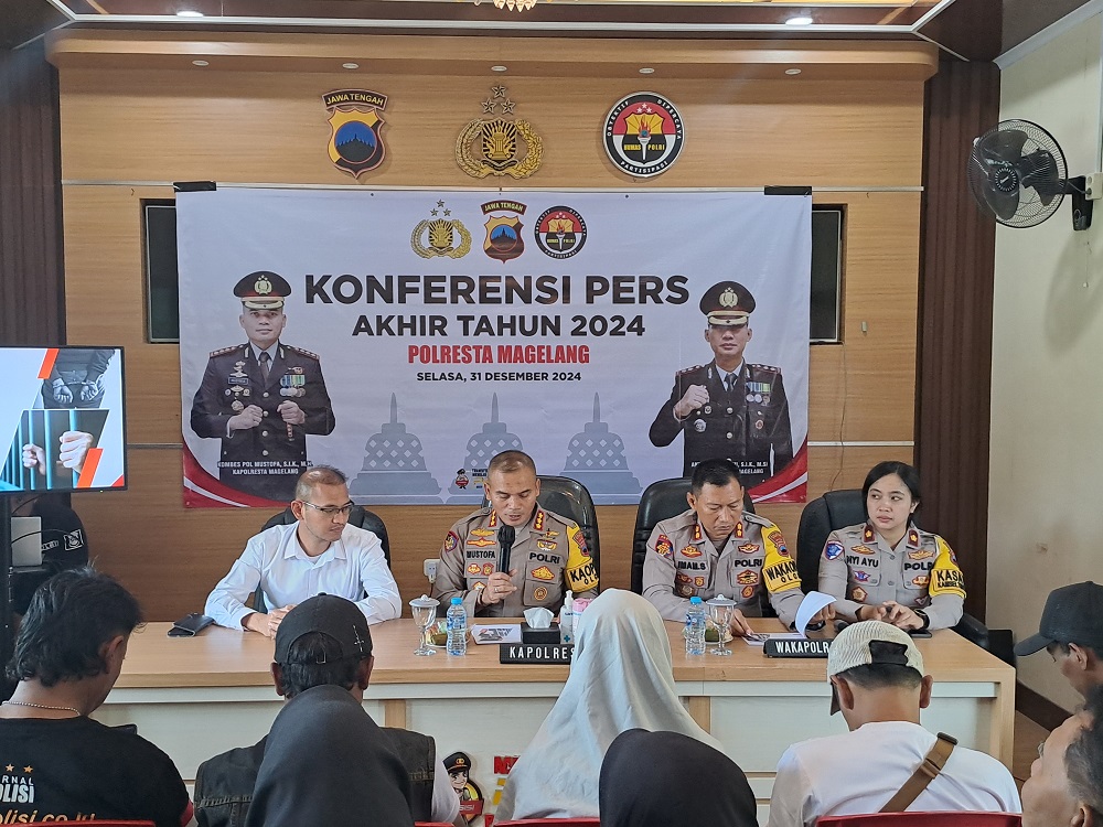 Konferensi pers rilis akhir tahun Polresta Magelang, Rabu (31/12/2024).