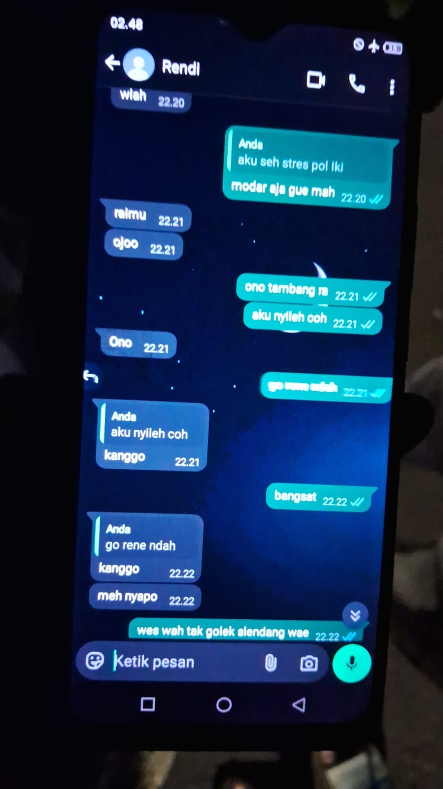 Sebelum ditemukan meninggal dengan cara gantung diri, KP, 15, warga Mangunsari, Gunungpati, Kota Semarang masih berkomunikasi dengan Rendi, temannya via WhatsApp.