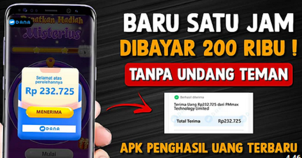 Aplikasi Penghasil Saldo DANA dan OVO Tercepat, 1 Jam Dibayar Rp 200 Ribu, Tak Perlu Repot Undang Teman