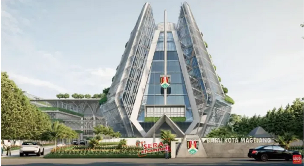 Lahan Balai Diklat Kepemimpinan, Badan Pendidikan dan Pelatihan Keuangan di dekat Alun-Alun Kota Magelang segera dibangun Gedung Balai Kota Magelang yang baru. Seperti ini desainnya.