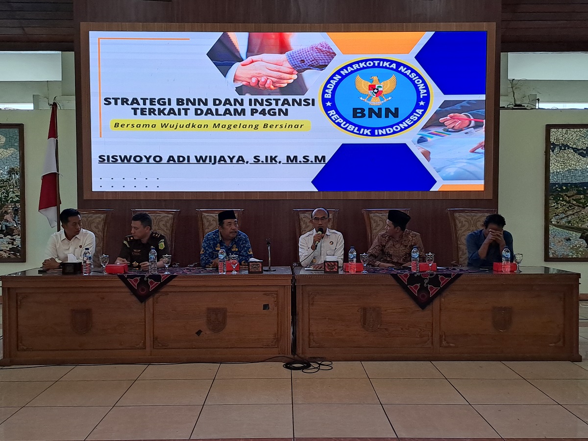 Kepala BNNK Magelang, Kombes Pol Siswoyo Adi Wijaya dalam acara Program Pencegahan, Pemberantasan, Penyalahgunaan, dan Peredaran Gelap Narkotika (P4GN) di Pendopo drh. Supardi, Senin (17/2/2025).