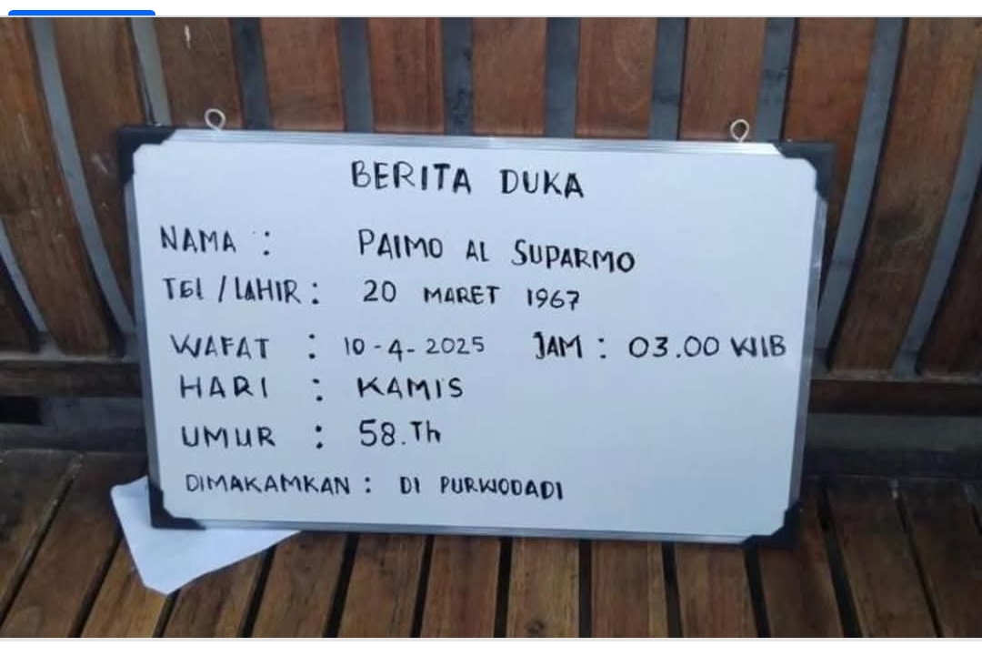 Pemilik usaha kuliner legendaris Kota Semarang Leker Paimo meninggal dunia, Kamis (10/4/2025) pukul 03.00.