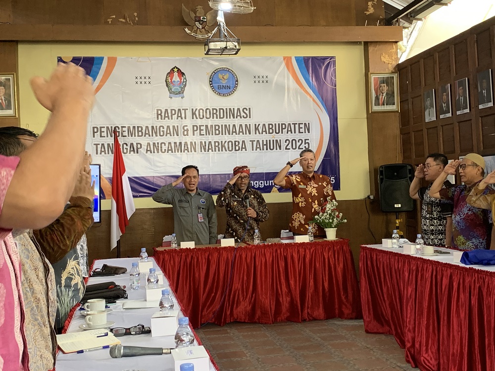 Bupati Temanggung Agus Setyawan saat rakor pengembangan dan pembinaan kabupaten tanggap ancaman narkoba 2025.