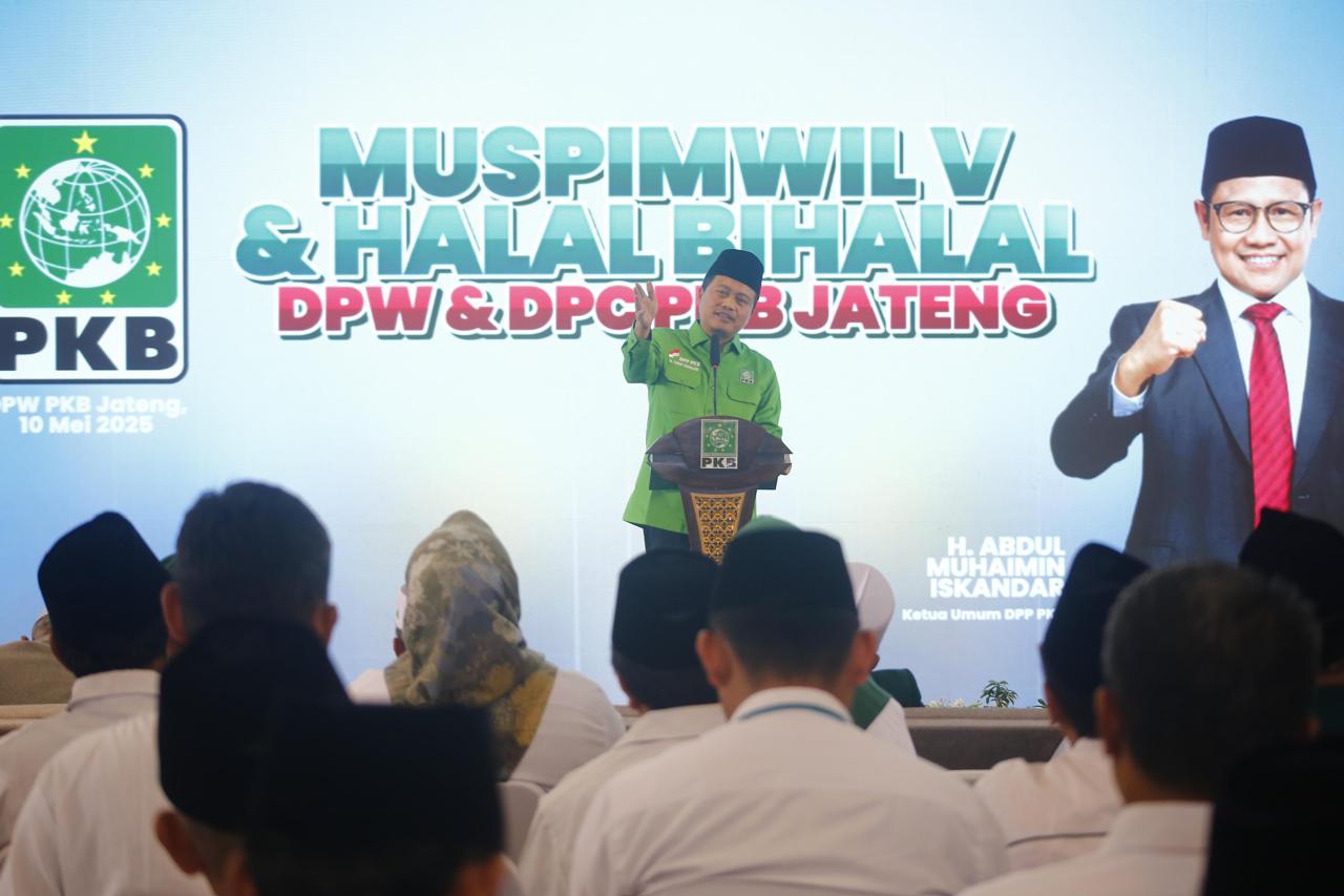 Gus Yusuf dalam Muspimwil DPW PKB Jateng yang diadakan di Semarang, Sabtu (10/5/2025).