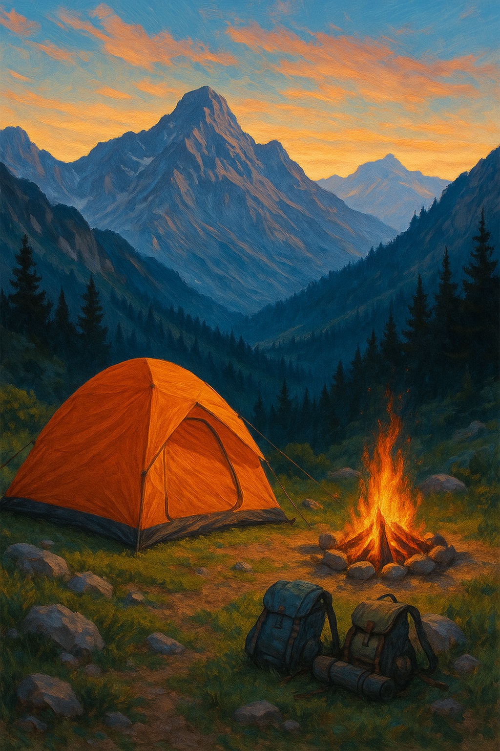 Ilustrasi camp pendikian di gunung.