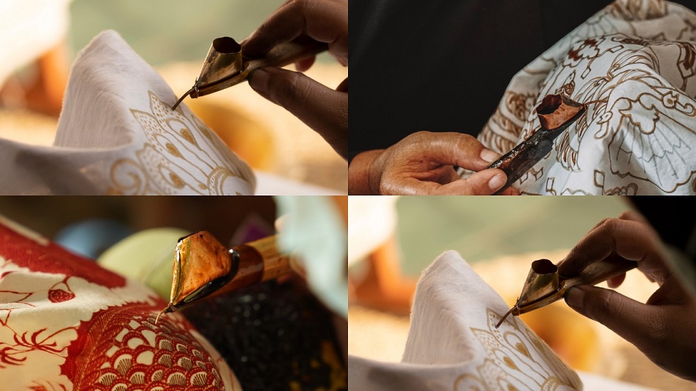 Batik tulis ini penggunaan teknik yang paling tradisional atau paling klasik dengan menggunakan canting.