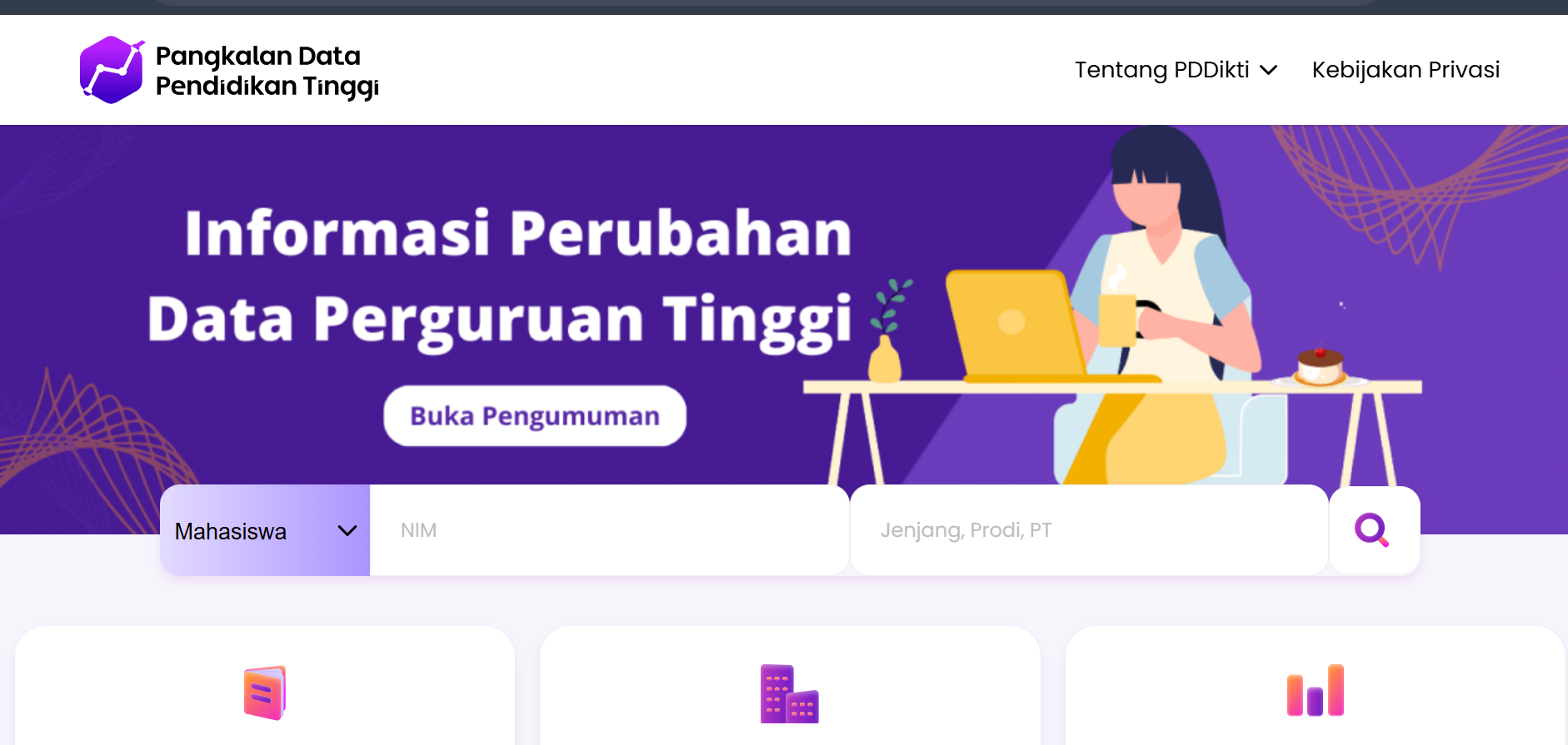 Tangkapan layar website PDDikti