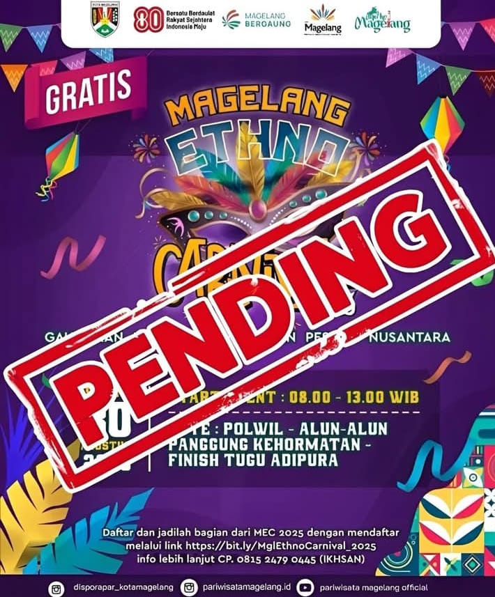 Magelang Ethno Carnival yang akan digelar Sabtu (30/8/2025) batal digelar imbas demo anarkis, Jumat (29/8/2025).