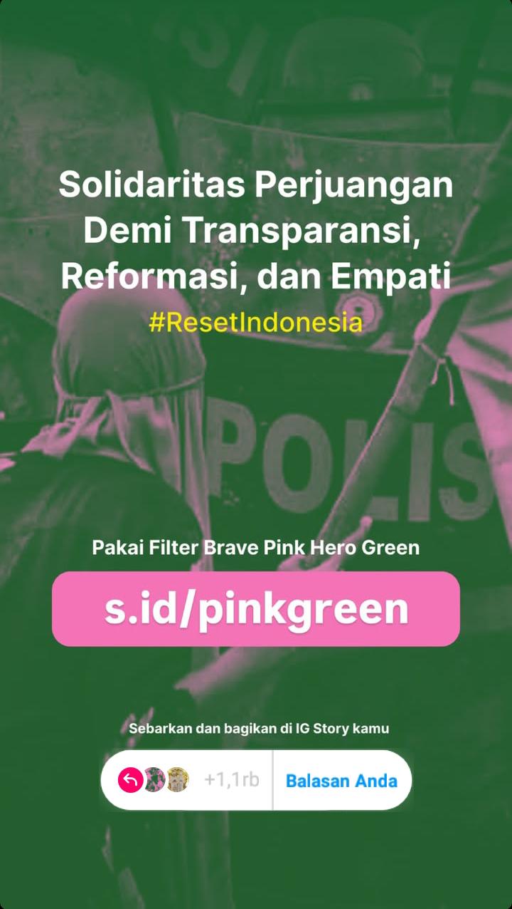 Seruan untuk menggunakan filter Brave Pink Hero Green