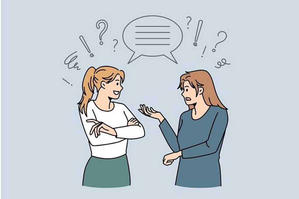 Ilustrasi perempuan sedang berbicara