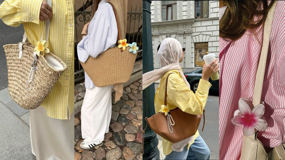 Trend fashion jedai bunga kamboja sebagai aksesori tambahan