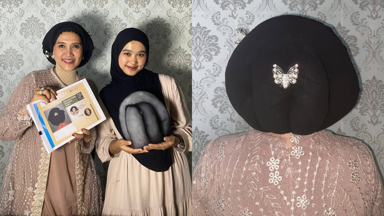 Sanggul hijab inovasi dari MUA Shinta Ayu Jogja.