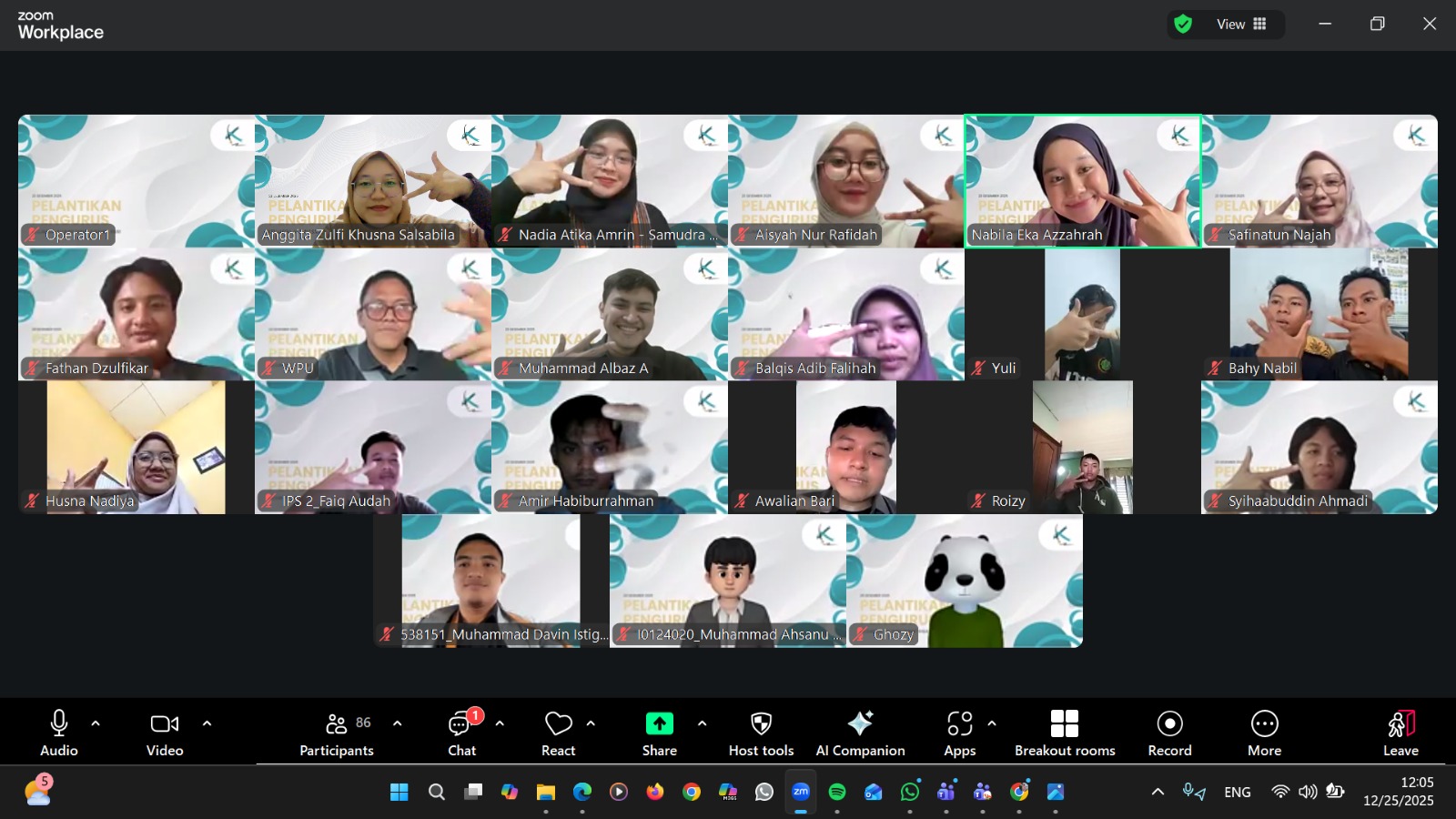 Pengukuhan Karismatif  periode 2025/2026 dikukuhkan dalam acara virtual Kamis (25/12/2025).