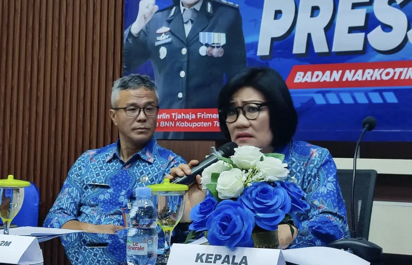 : Kepala BNNK Temanggung AKBP Sharlin Tjahaja Frimer Arie memaparkan kasus narkotika yang ditanganinya