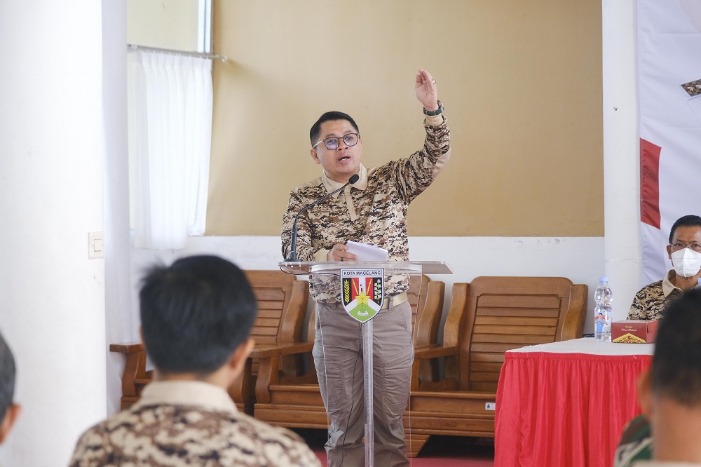 Wali Kota Magelang Damar Prasetyono saat kegiatan pengembangan kompetensi kepemimpinan kolaboratif bagi camat dan lurah se-Kota Magelang.  &nbsp;