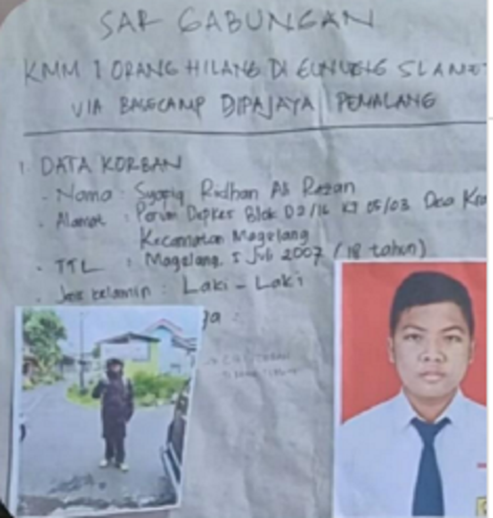 Syafiq Ridhan Ali Razan yang hingga kini belum ditemukan.