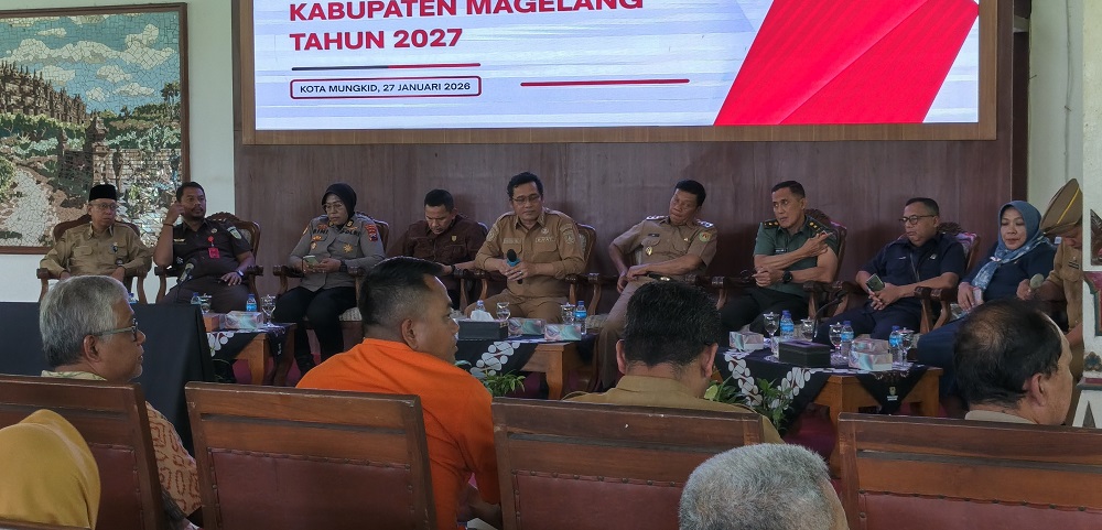 Dialog dalam Forum Konsultasi Publik Rancangan Awal Rencana Kerja Pemerintah Daerah (RKPD) 2027 di Pendopo drh. Soepardi Setda, Kabupaten Magelang, Selasa (27/1/2026)