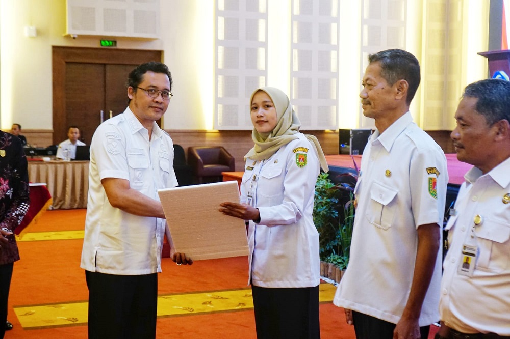 Bupati Magelang Grengseng Pamuji saat penyampaian SPPT dan DHKP PBB-P2 Tahun 2026 sekaligus sosialisasi optimalisasi PAD.