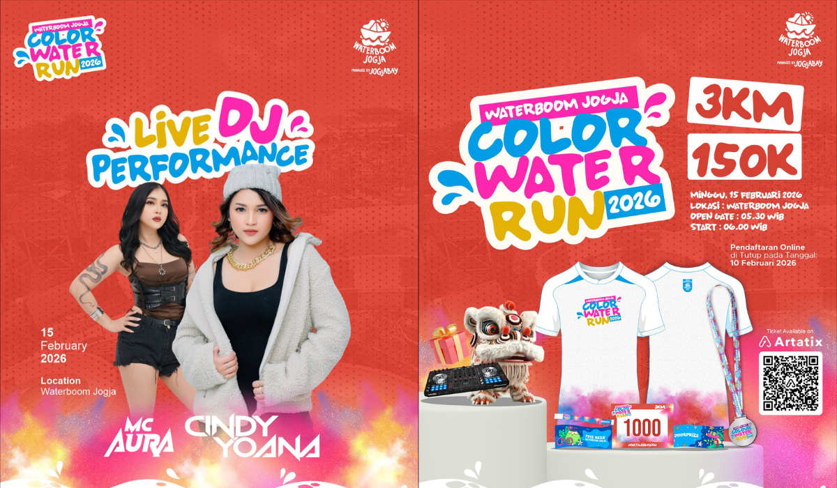Water Color Run 2026 siap digelar di Waterboom Jogja pada 15 Februari 2026.