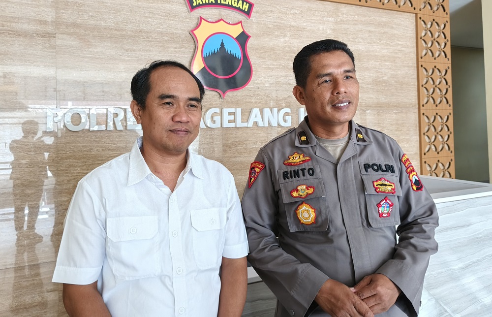 Kasat Reskrim Polres Magelang Kota AKP Iwan Kristiana dan Kabag Ops Polres Magelang Kota Kompol Rinto Sutopo saat ditemui di kantor, Kamis (19/2/2026).