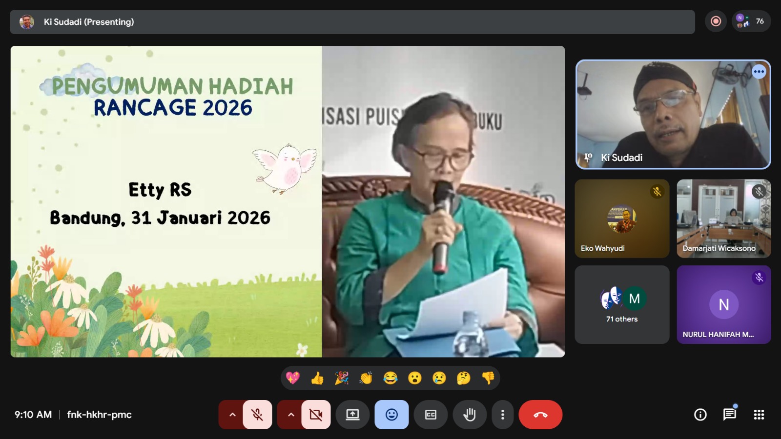 Balai Bahasa Provinsi Jawa Tengah menyelenggarakan Bedah Buku Malaikat Cilik Karya Ki Sudadi, penerima hadiah Sastera Rancage 2026,  Kamis (19/2/2026).