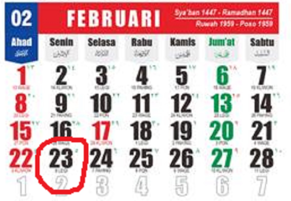 Cek Kalender Jawa Hari Ini, 23 Februari 2026, Weton Senin Legi, Seperti Apa Peluang Karier, Rezeki dan Jodohnya?