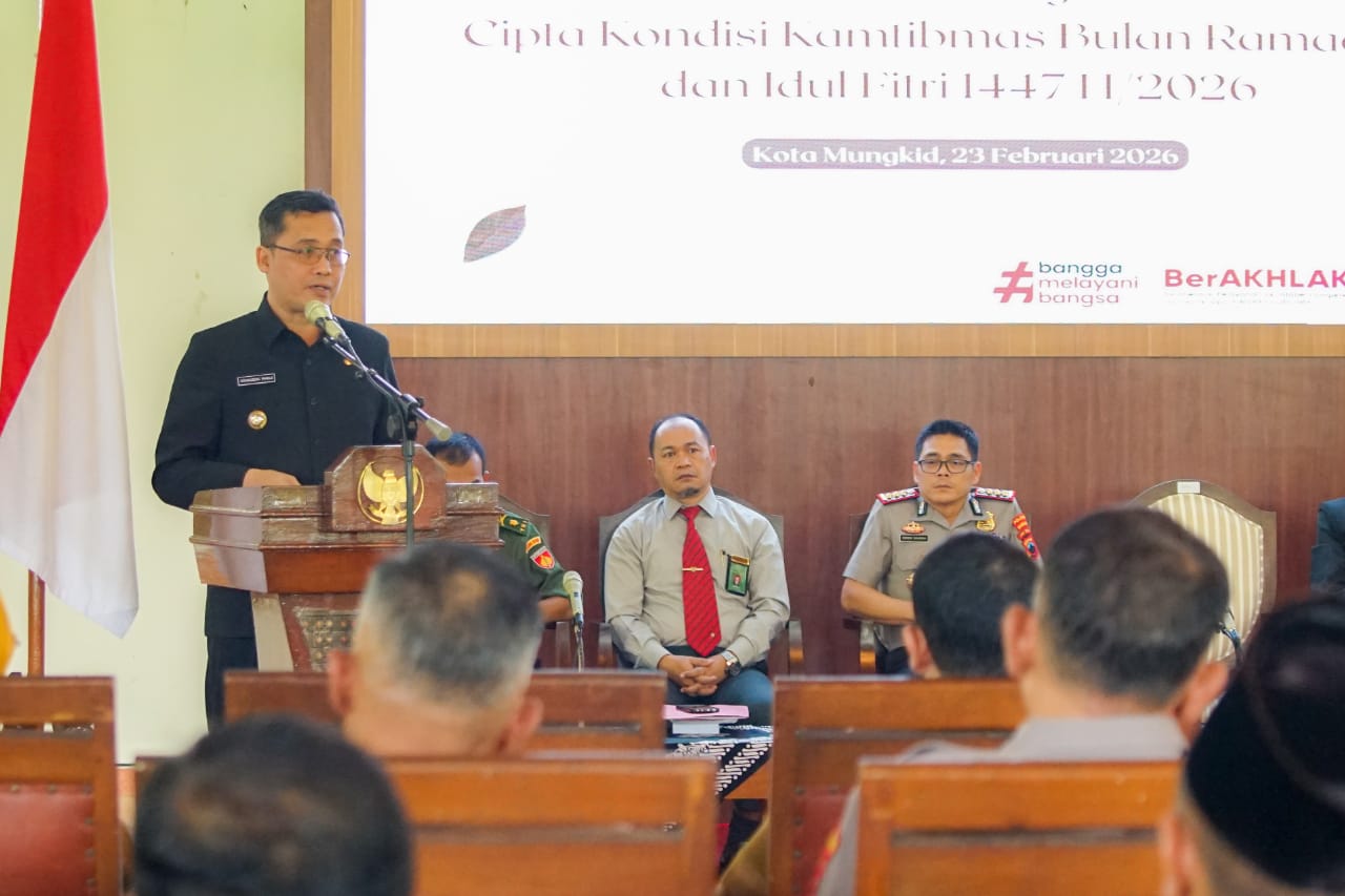 Bupati Magelang Grengseng Pamuji saat rakor lintas sektoral cipta kondisi keamanan dan ketertiban masyarakat.  