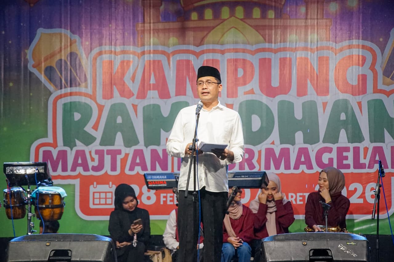 Bupati Magelang Grengseng Pamuji saat membuka Kampung Ramadan 2026 di&nbsp;Masjid Agung Jawa Tengah An-Nuur.