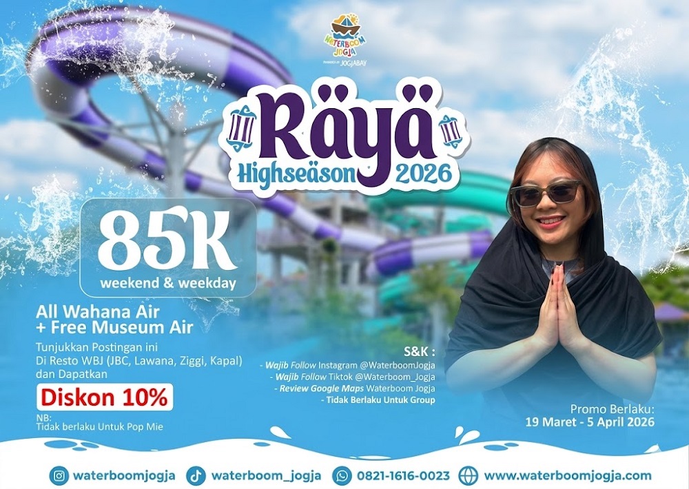 Menyambut momen libur Lebaran dan perayaan Idulfitri tahun ini, Waterboom Jogja menghadirkan program spesial bertajuk "Raya Highseason 2026". 