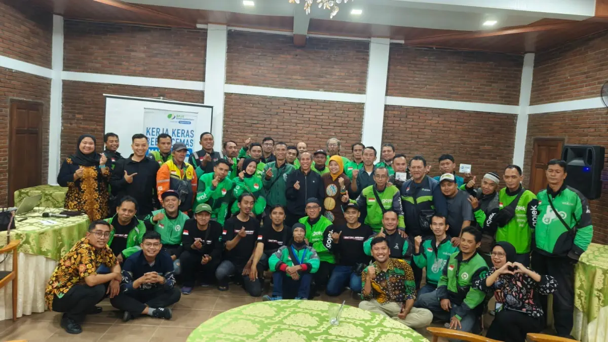 Driver ojol di Magelang mendapat sosialisasi program relaksasi iuran JKK dan JKM,  di Rumah Makan Kebon Semilir,  Kamis, (12/3/2026). (Istimewa).