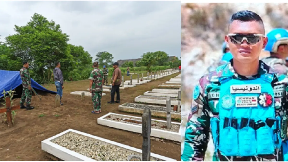 Tempat pemakaman&nbsp;Sertu Muhammad Nur Ichwan di Taman Makam Pahlawan (TMP) Giridharmoloyo tampak sudah disiapkan, Jumat (3/4/2026). (ROFIK SYARIF/ JAWAPOS RADAR MAGELANG)