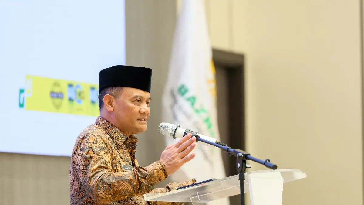 Gubernur Ahmad Luthfi dalam acara Halaqah Ulama, Halalbihalal, serta Rapat Koordinasi Pimpinan (Rakorpim) Majelis Ulama Indonesia (MUI) dan Baznas se-Jawa Tengah di Bandungan, Kabupaten Semarang, Kamis (9/4/2026).