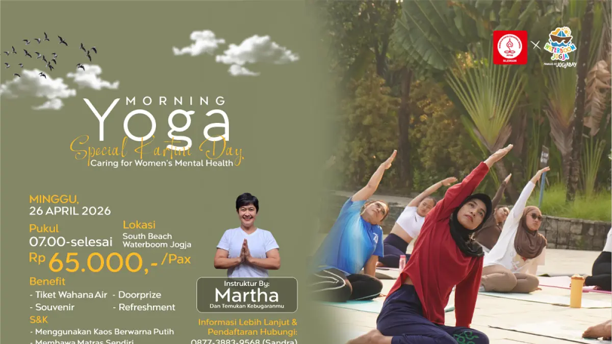 Waterboom Jogja berkolaborasi dengan Perkumpulan Praktisi Yoga Nasional Indonesia (PPYNI) Sleman akan menggelar acara bertajuk "Morning Yoga Special Kartini Day: Caring for Women